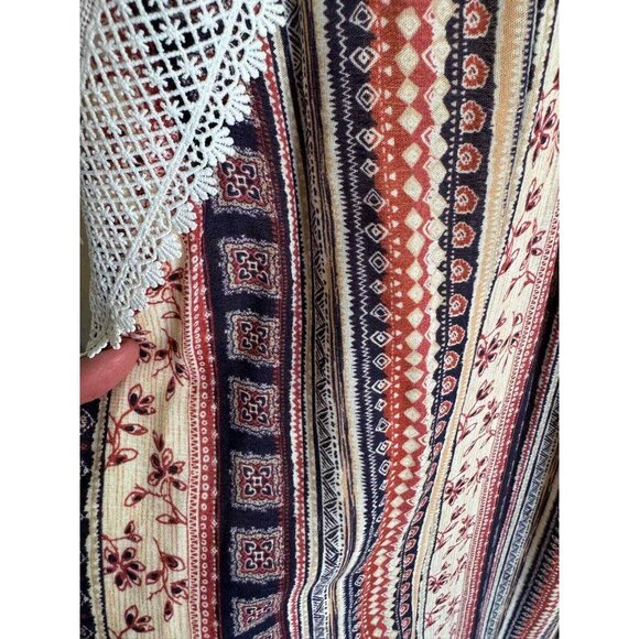 Altard' State Boho Stripe Halter Dress Lace Detail Sleeveless Y2K Hippie Peasent - Picture 8 of 12